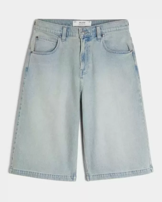 Jeans larghi skater a mezza lunghezza lavaggio chiaro