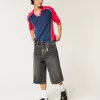 Jeans larghi skater a mezza lunghezza neri lavati