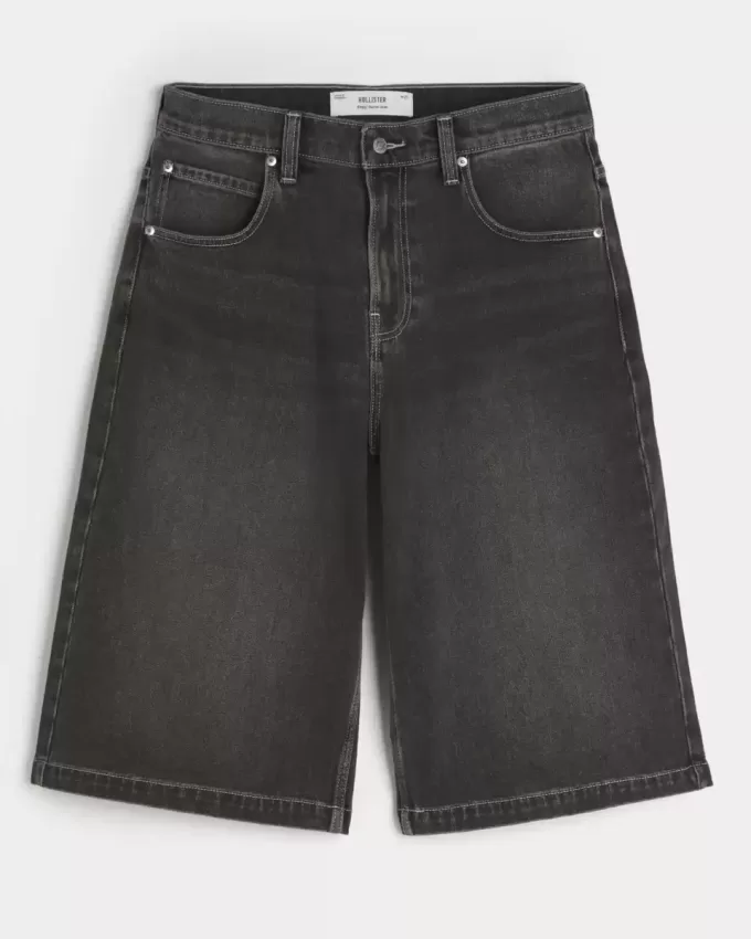 Jeans larghi skater a mezza lunghezza neri lavati