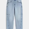Jeans larghi skater con cuciture lavaggio chiaro