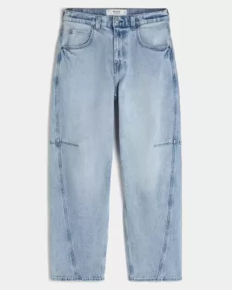 Jeans larghi skater con cuciture lavaggio chiaro