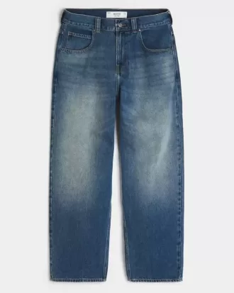 Jeans larghi skater con grafica Eagle e lavaggio medio