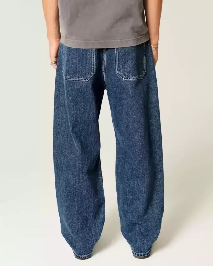 Jeans larghi skater con stampa a stelle e lavaggio medio