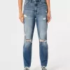 Jeans Mom a vita alta con strappi e lavaggio medio