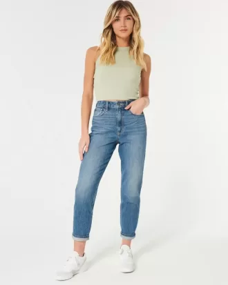 Jeans Mom a vita altissima lavaggio scuro