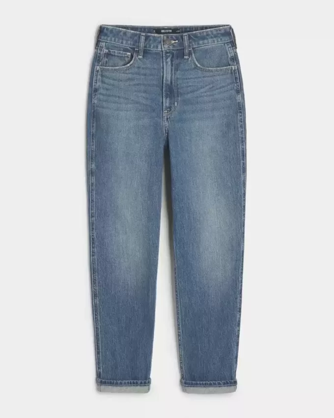 Jeans Mom a vita altissima lavaggio scuro Jeans Mom a vita altissima lavaggio scuro