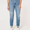 Jeans Mom Curvy a vita altissima con strappi e lavaggio medio