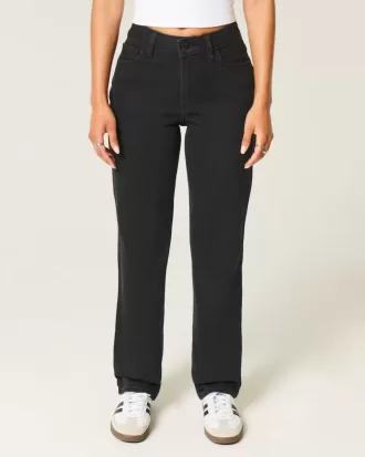Jeans neri dritti a vita alta