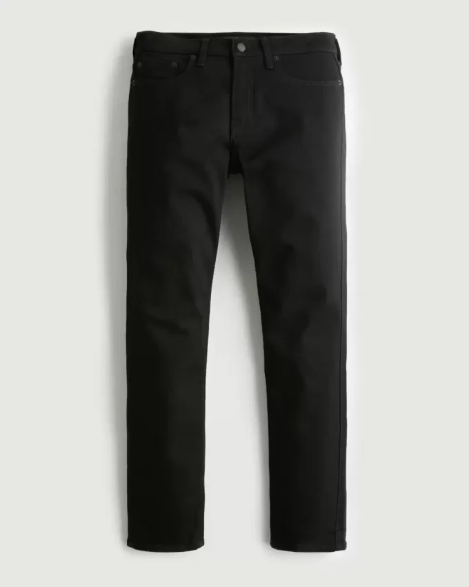 Jeans neri slim dritti anti-sbiadimento