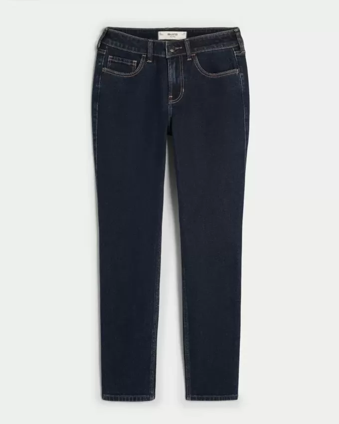 Jeans skinny lavaggio scuro a vita media Jeans skinny lavaggio scuro a vita media
