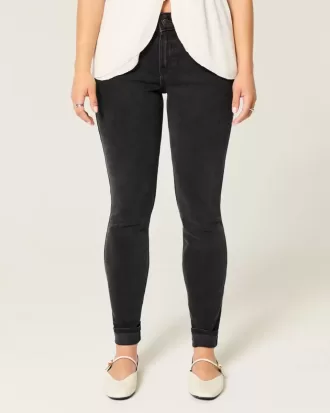 Jeans skinny neri lavati a vita media