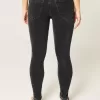 Jeans skinny neri lavati a vita media