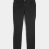 Jeans skinny neri lavati a vita media