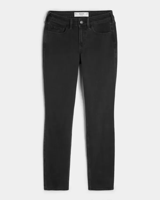 Jeans skinny neri lavati a vita media