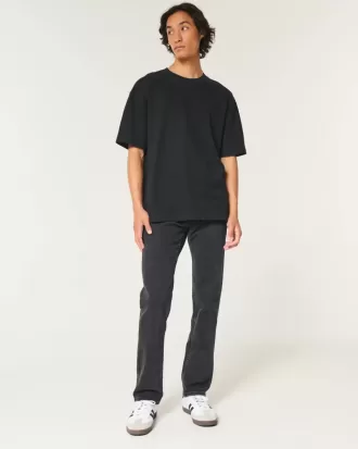 Jeans slim dritti neri lavati