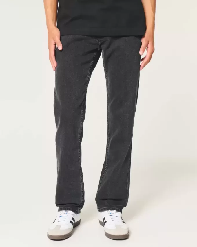 Jeans slim dritti neri lavati