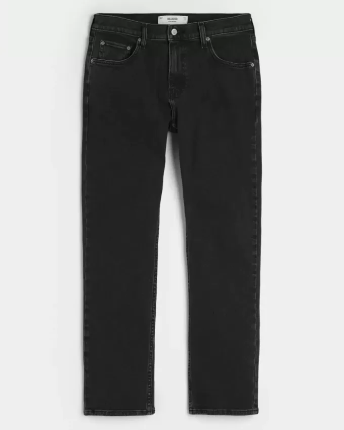 Jeans slim dritti neri lavati