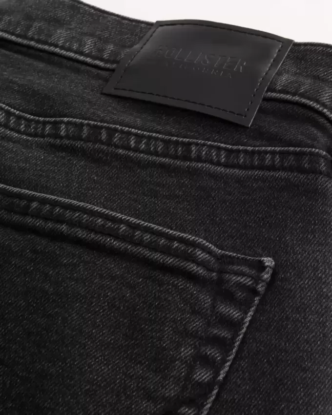 Jeans slim dritti neri lavati