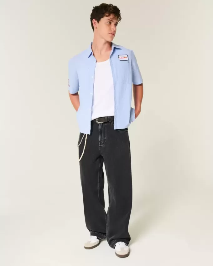 Jeans super larghi con grafica a stella nera lavata