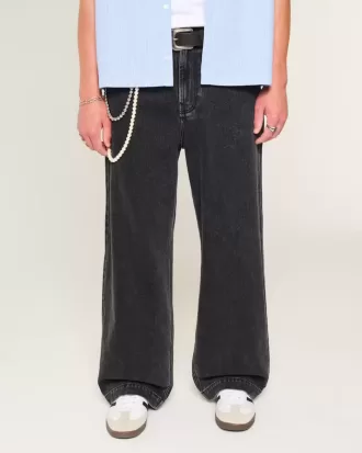 Jeans super larghi con grafica a stella nera lavata