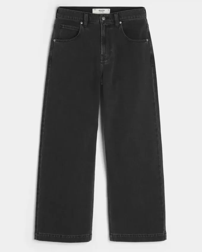 Jeans super larghi con grafica a stella nera lavata