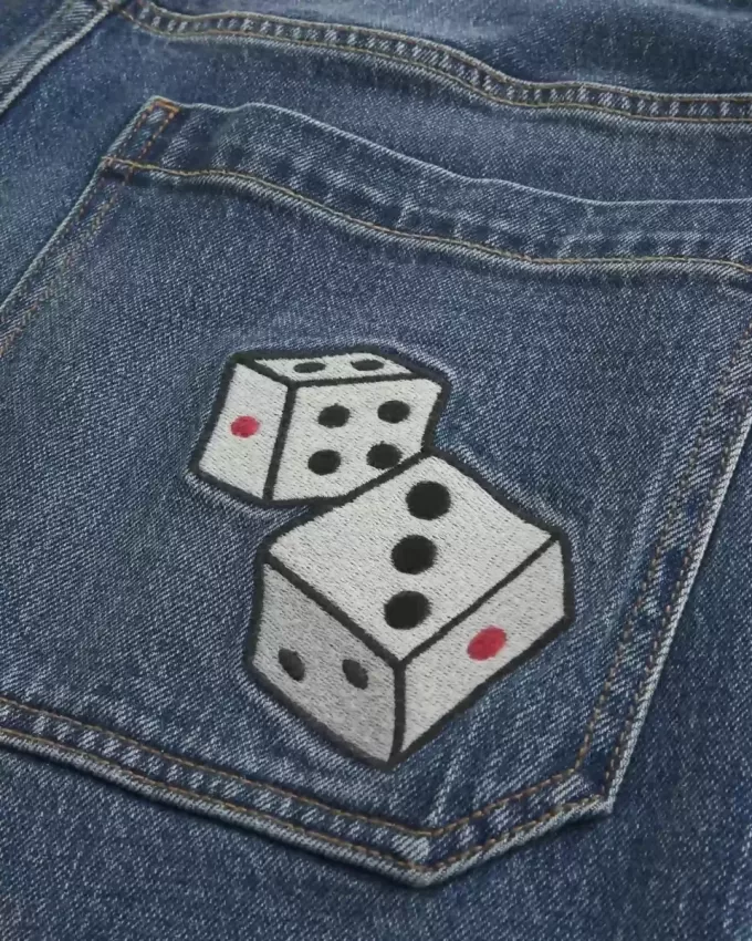 Jeans super larghi con grafica Dice Wash scuro