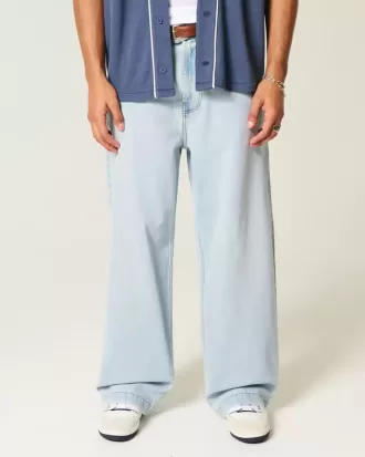 Jeans super larghi con grafica New York e lavaggio chiaro