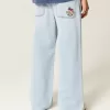 Jeans super larghi con grafica New York e lavaggio chiaro