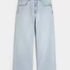 Jeans super larghi con grafica New York e lavaggio chiaro
