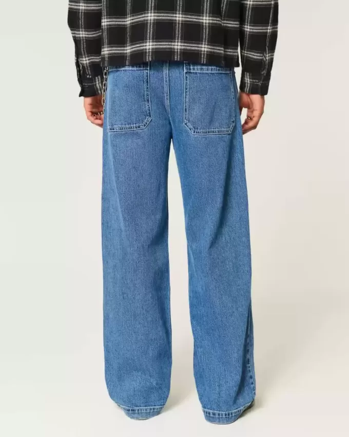 Jeans super larghi con grafica NYC e lavaggio medio