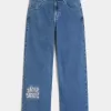 Jeans super larghi con grafica NYC e lavaggio medio