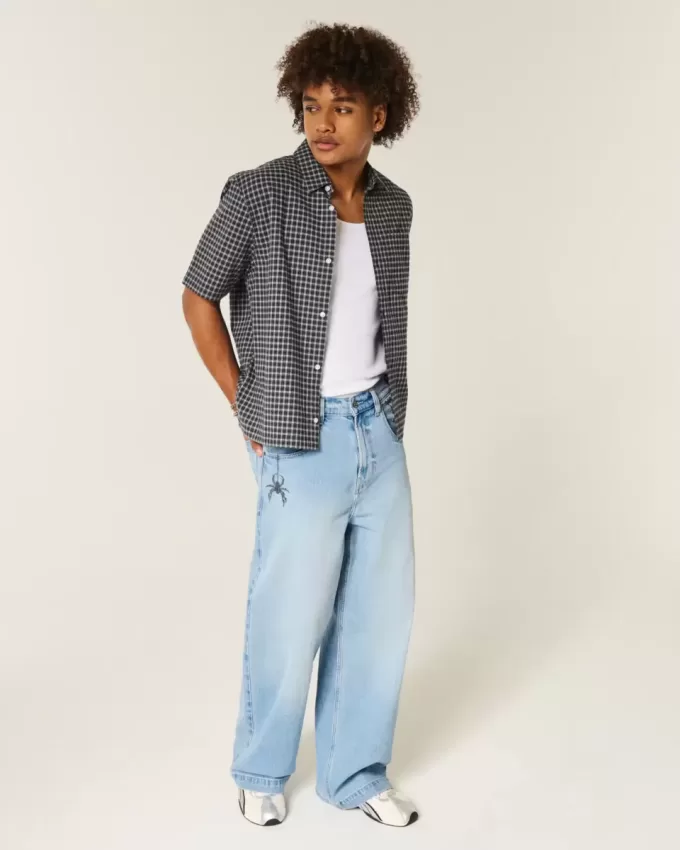 Jeans super larghi con grafica Spider Wash Light