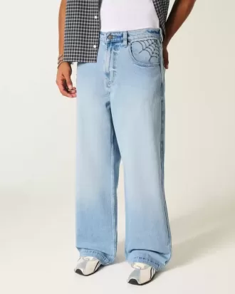 Jeans super larghi con grafica Spider Wash Light