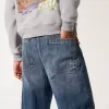 Jeans super larghi con ricamo del logo in lavaggio scuro