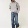 Jeans super larghi con ricamo del logo in lavaggio scuro