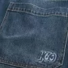 Jeans super larghi con ricamo del logo in lavaggio scuro