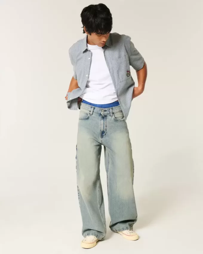 Jeans super larghi da pittore con lavaggio medio