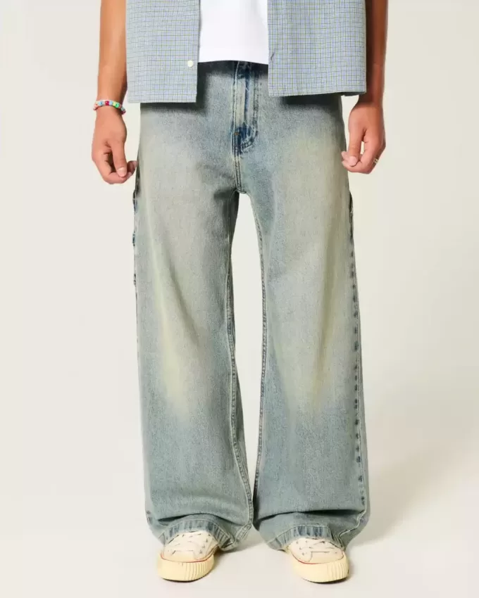 Jeans super larghi da pittore con lavaggio medio