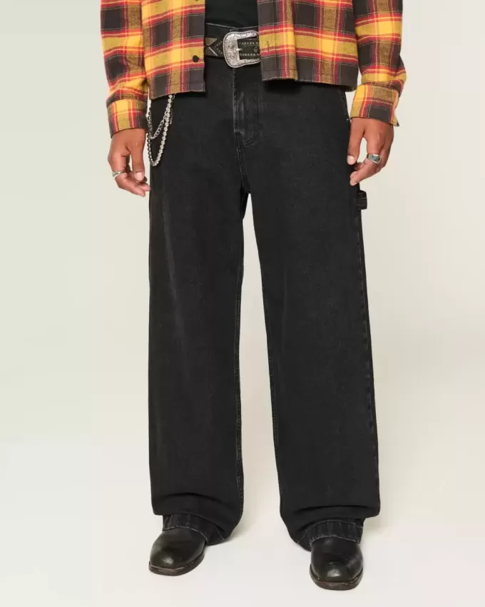 Jeans super larghi da pittore neri lavati