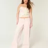 Jeans super larghi rosa a vita bassa