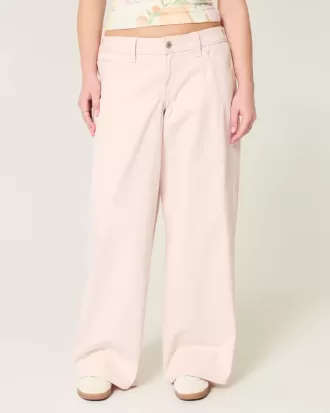 Jeans super larghi rosa a vita bassa