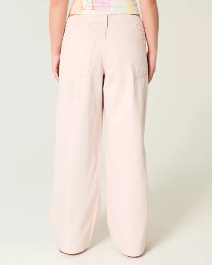 Jeans super larghi rosa a vita bassa