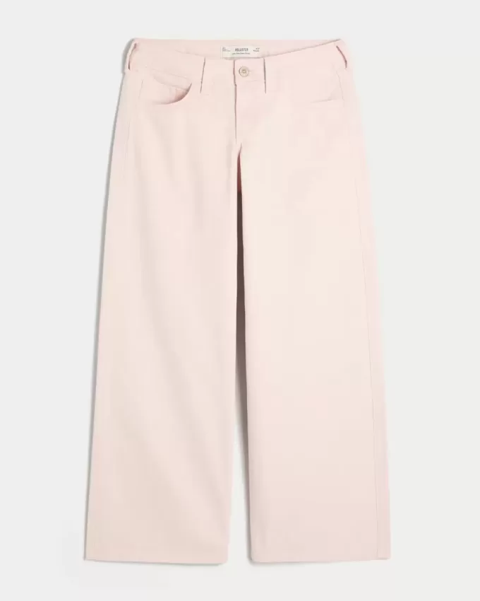 Jeans super larghi rosa a vita bassa