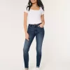 Jeans super skinny a vita alta con lavaggio medio