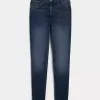 Jeans super skinny a vita alta con lavaggio medio