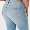 Jeans super skinny a vita alta con lavaggio medio e curve