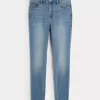 Jeans super skinny a vita alta con lavaggio medio e curve