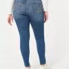 Jeans super skinny a vita alta con strappi e lavaggio scuro