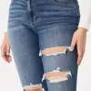 Jeans super skinny a vita alta con strappi e lavaggio scuro