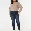 Jeans super skinny a vita alta e lavaggio scuro con effetto curvy